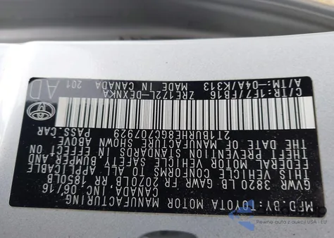 2016 Toyota Corolla Le z USA, uszkodzony, nr VIN 2T1BURHE8GC707929